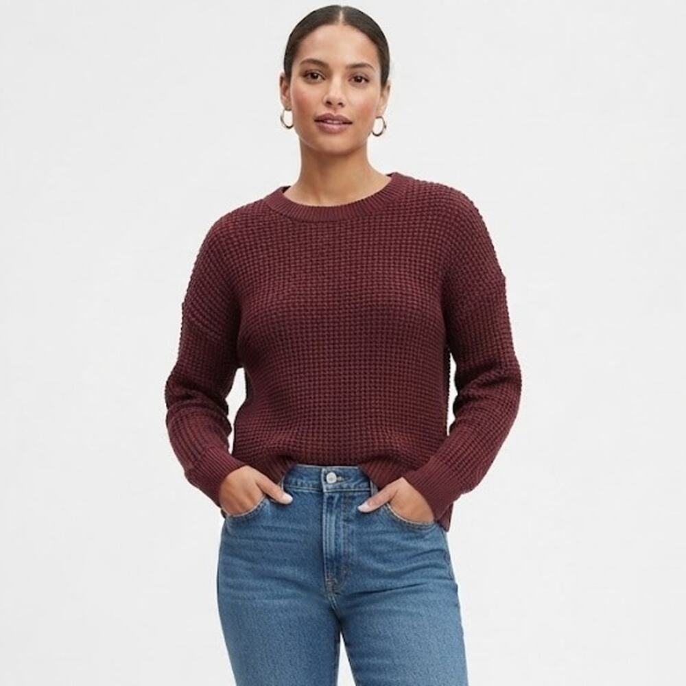 TIME AND TRU Maroon Waffle Knit Pullover Sweater Plus Size 3X